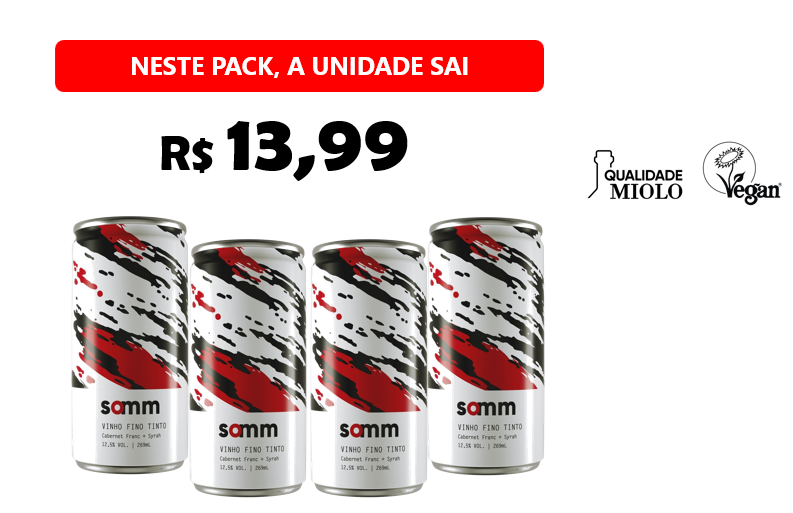 Tinto Cabernet Franc & Syrah Lata 269ml - Pack com 4