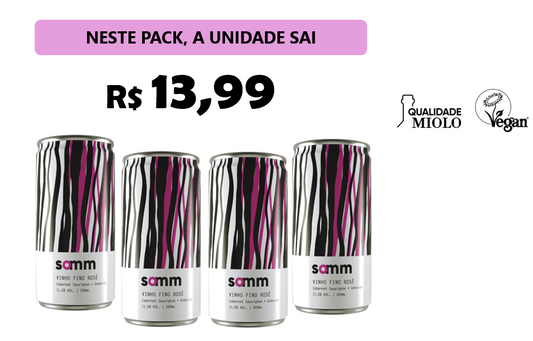 Rosé Cabernet Sauvignon & Grenache Lata 269ml - Pack com 4